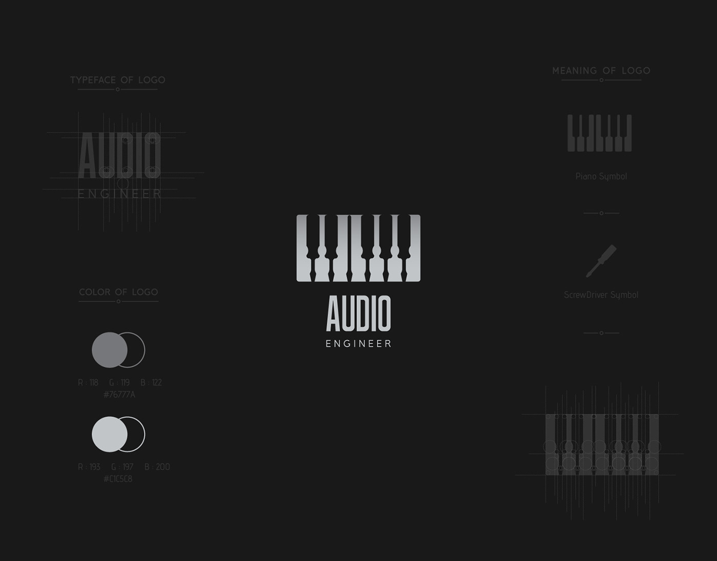 Audio design engineer graphic logo negative screwdriver simple sound Space 
