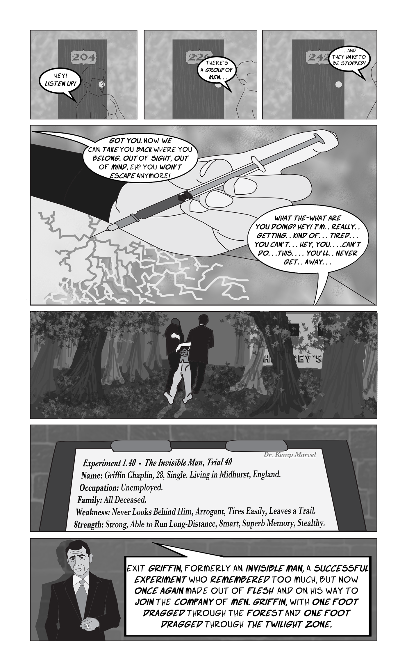 twilight zone Rod Serling The Invisible Man H.G. Wells short story Adaptation comic ILLUSTRATION 