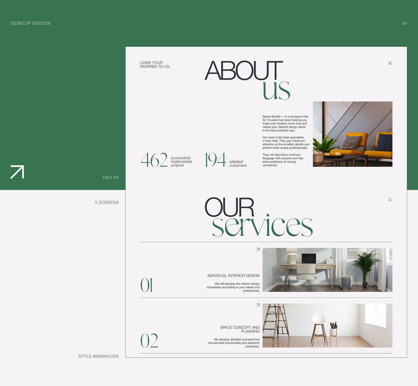 Web Design  ui design lending page UI/UX interior design  Minimalism design studio interior design studio