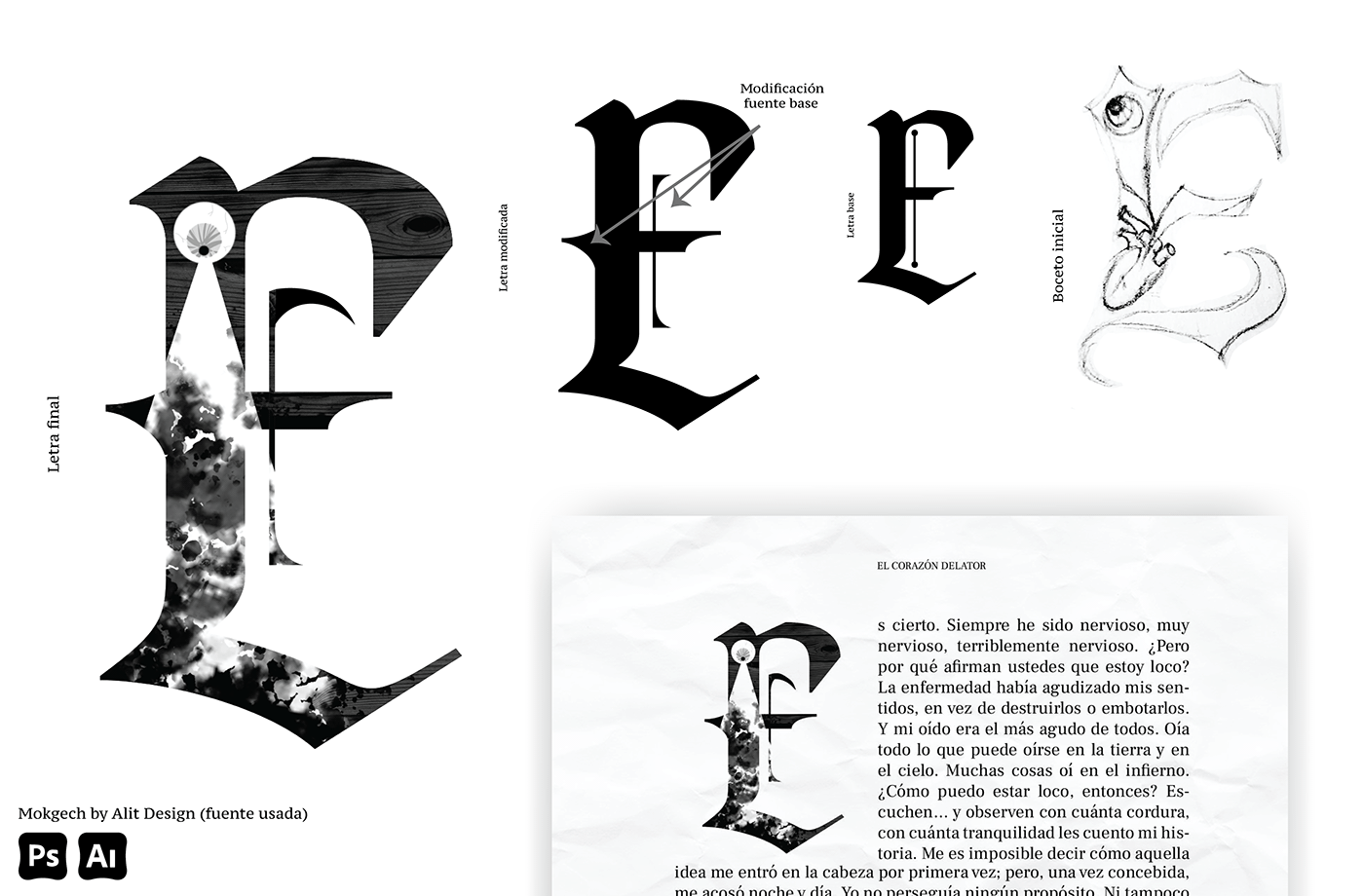 Edgar Allan Poe capitulares tipografia tipography diseño gráfico editorial editorial design  book typography   adobe illustrator