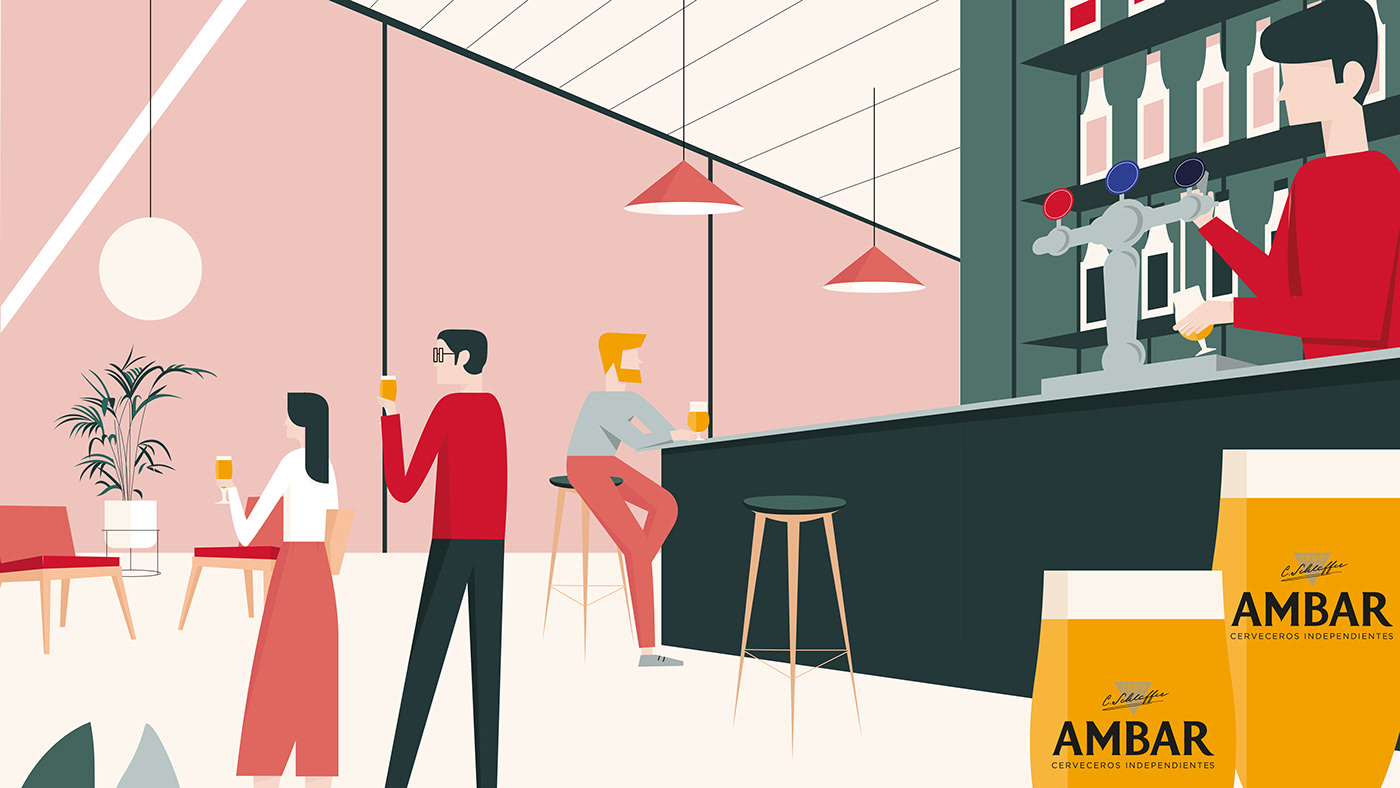 art bar beer crafts   graphic design  ILLUSTRATION  lifestyle people spain