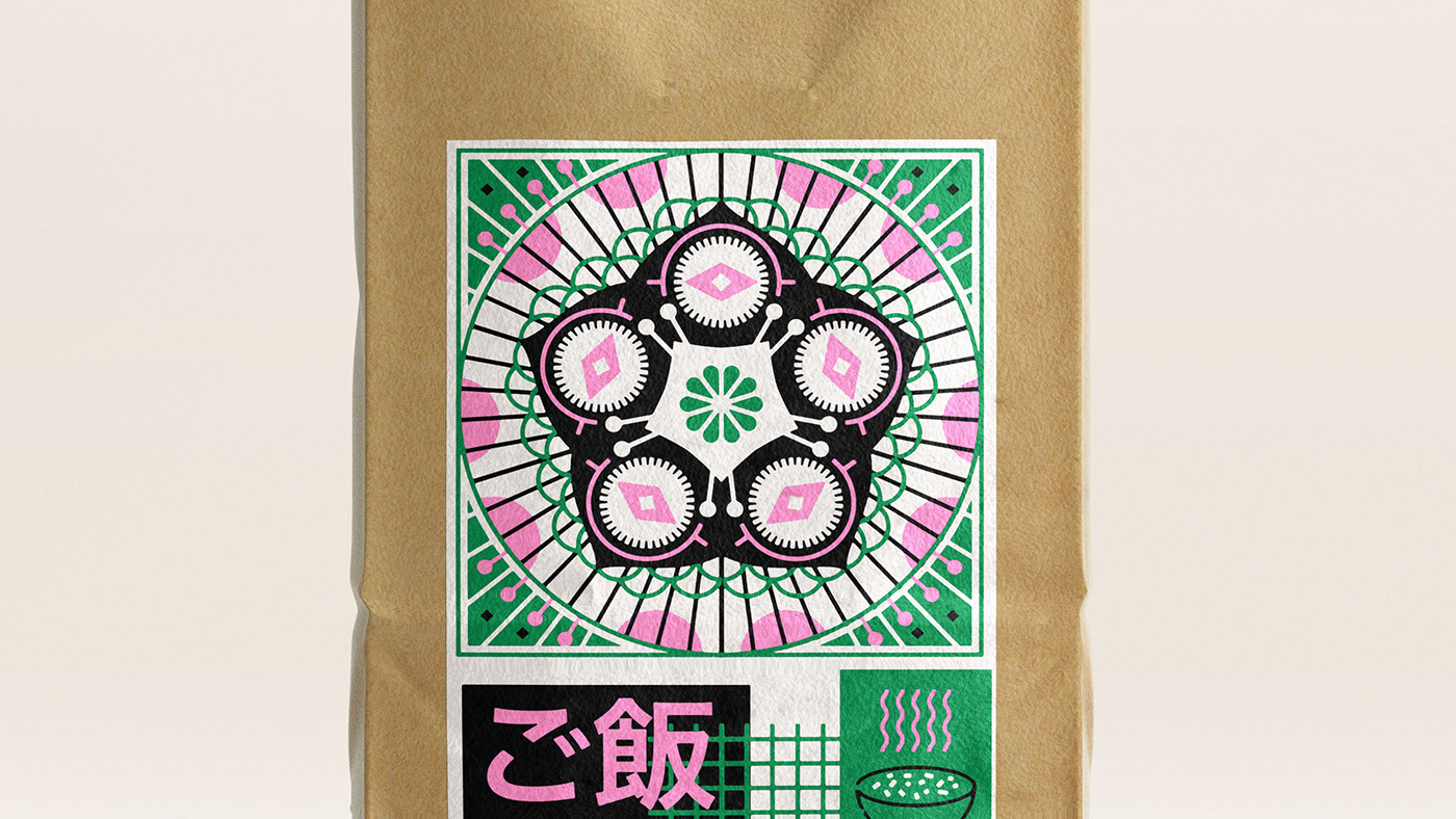 art direction  geometric graphic design  ILLUSTRATION  japanese Lotus Packaging pattern Rice