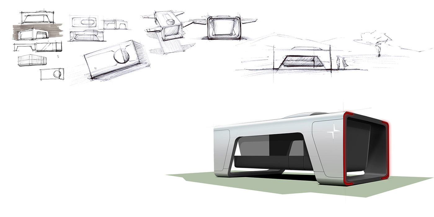 architecture Automotive design Autonomous drone exterior design interior design  keyshot Polestar RV eVTOL