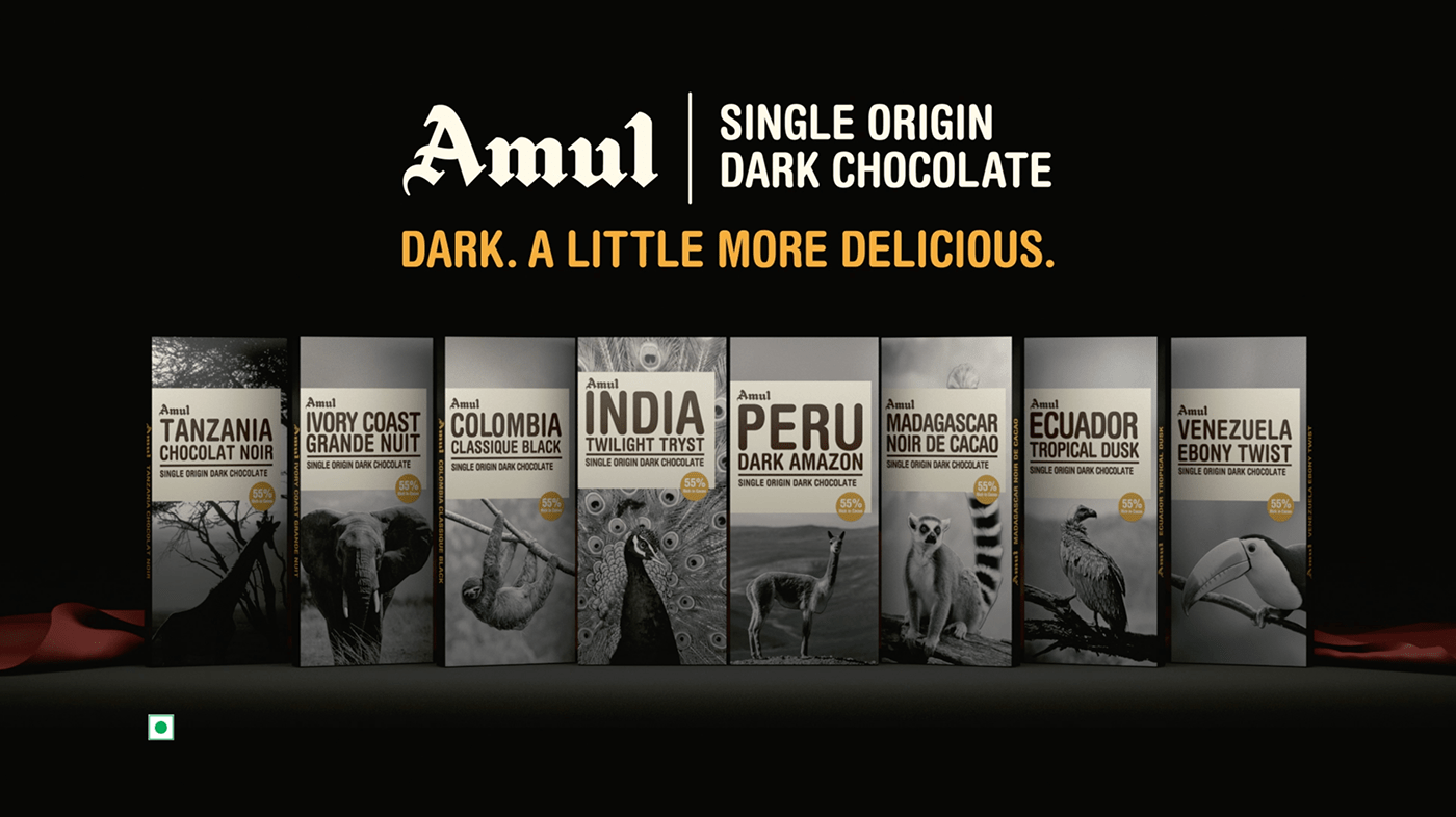3D advertisement Advertising  Amul black and white chocolate visuals after effects Photography  photoshop