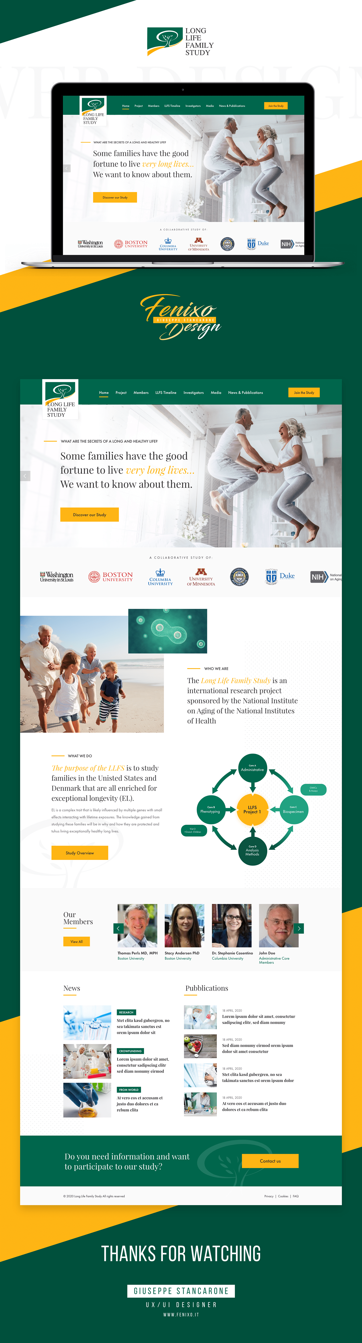 Adobe XD family grafica web green yellow long life Research company senior theme ui design Web Design 