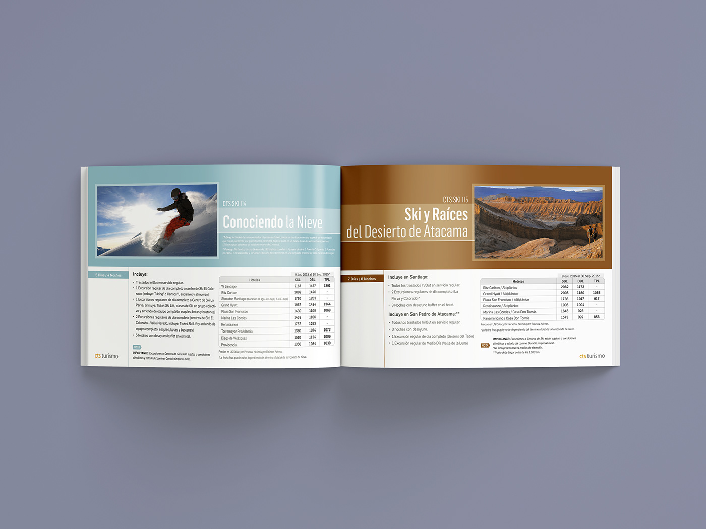 brochure catalogo chile cts turismo folleto horizontal Landscape Ski tourism Travel