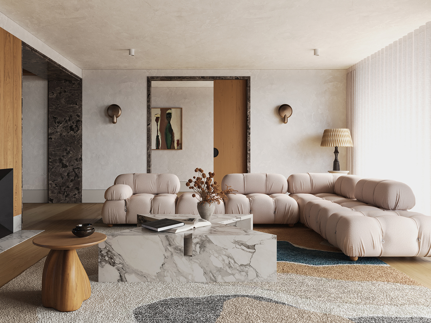 interior design  contemporary plaster Marble house living room archviz modern CGI visualization