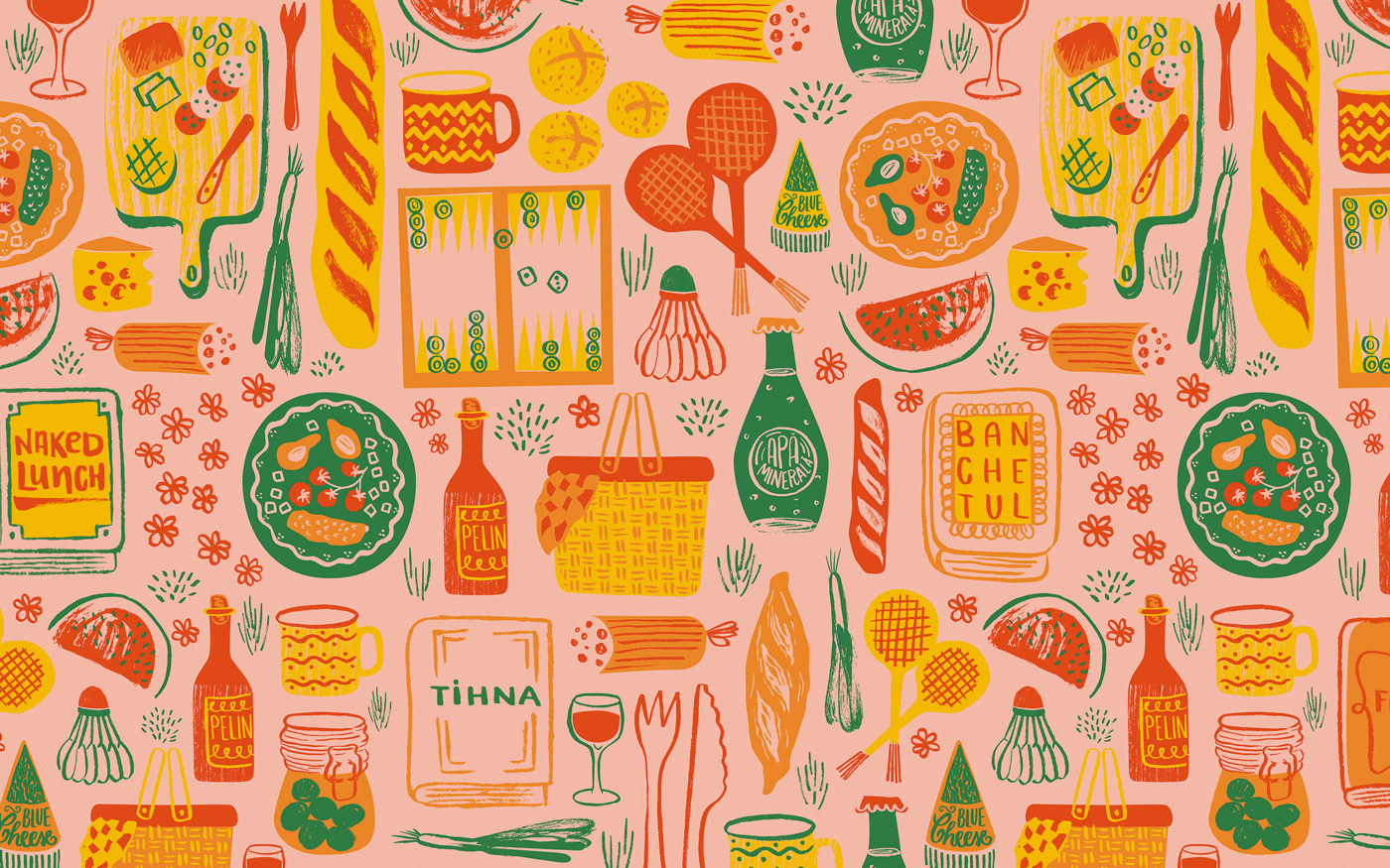 pattern Surface Pattern pattern design  Wrapping paper fruits cacti picnic Food  ILLUSTRATION  carturesti