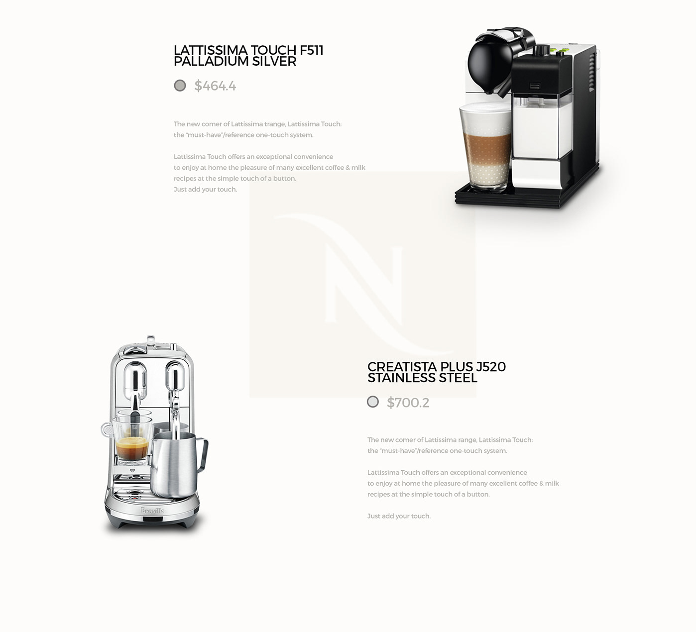 Nespresso Coffee UI ux design
