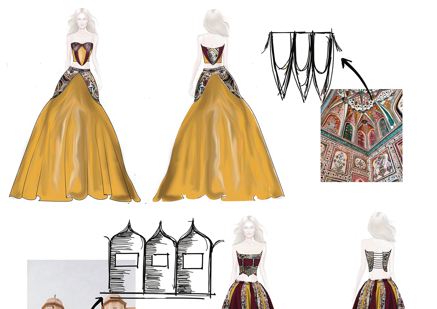 amber fort Jaipur architecture design adobe illustrator fashion design womenswear fashion illustration Collection cotoure  