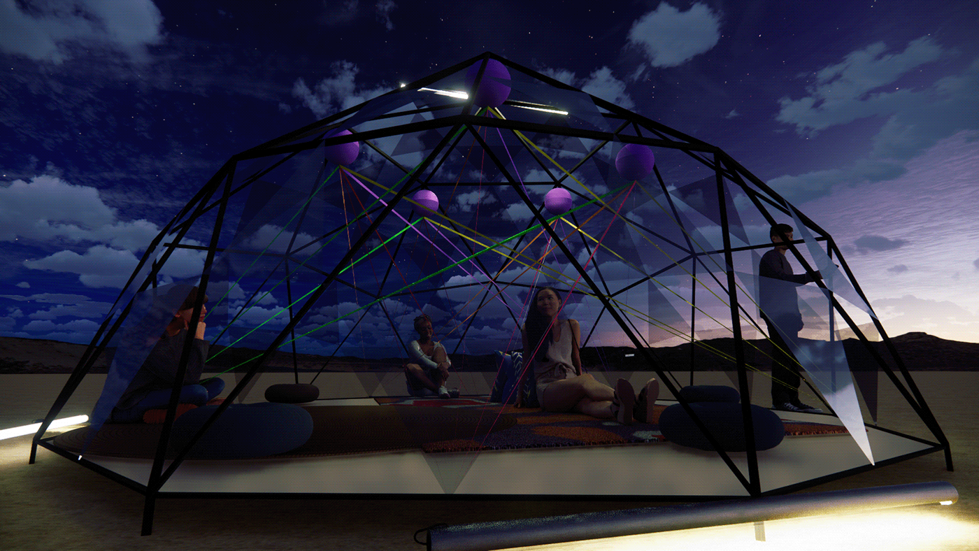 design enscape installation interactive light night Photography  SketchUP teepee Tipi