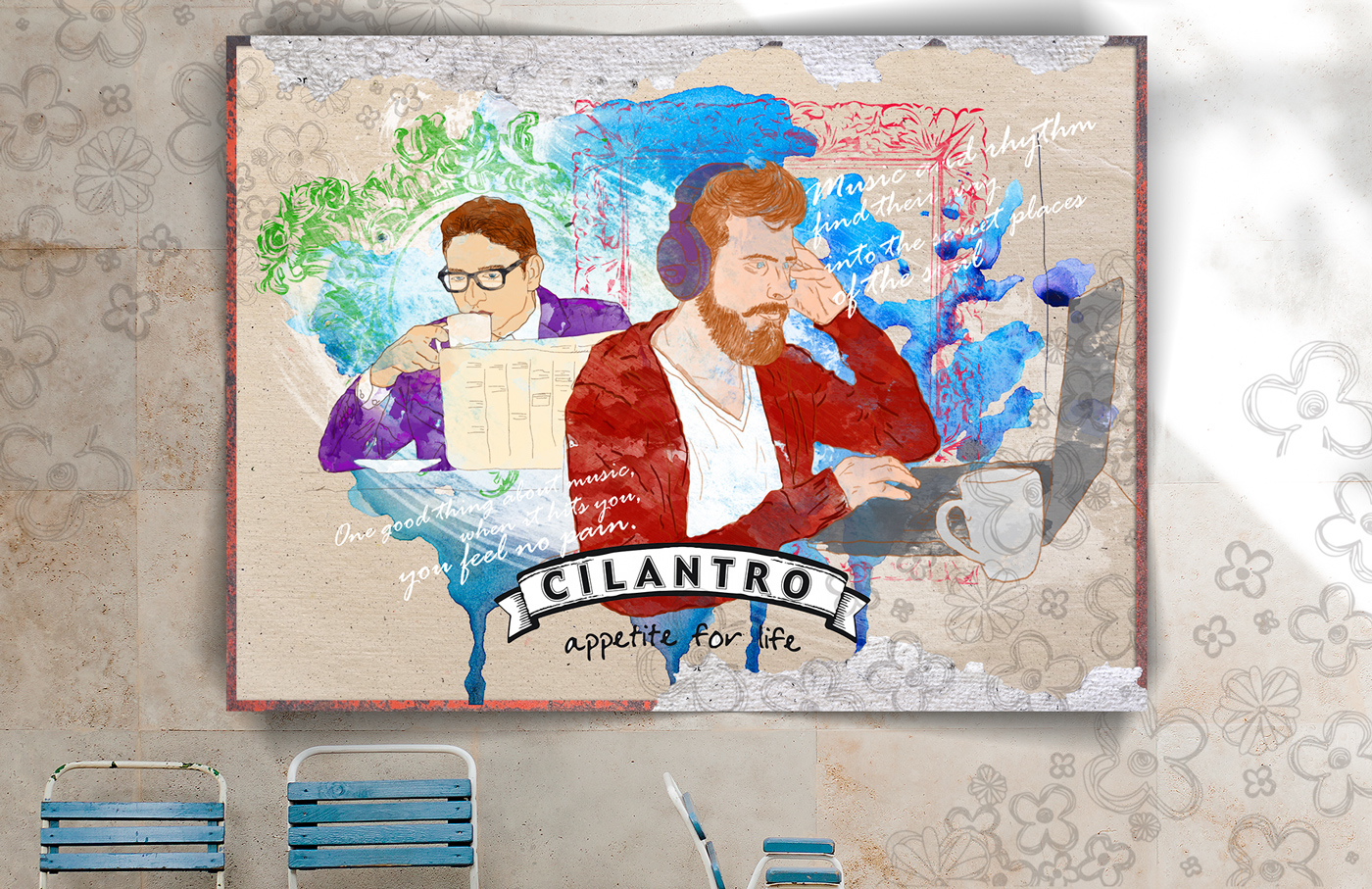 Cilantro cafe poster design art direction  graphic design  ILLUSTRATION  egypt Coffee branding 