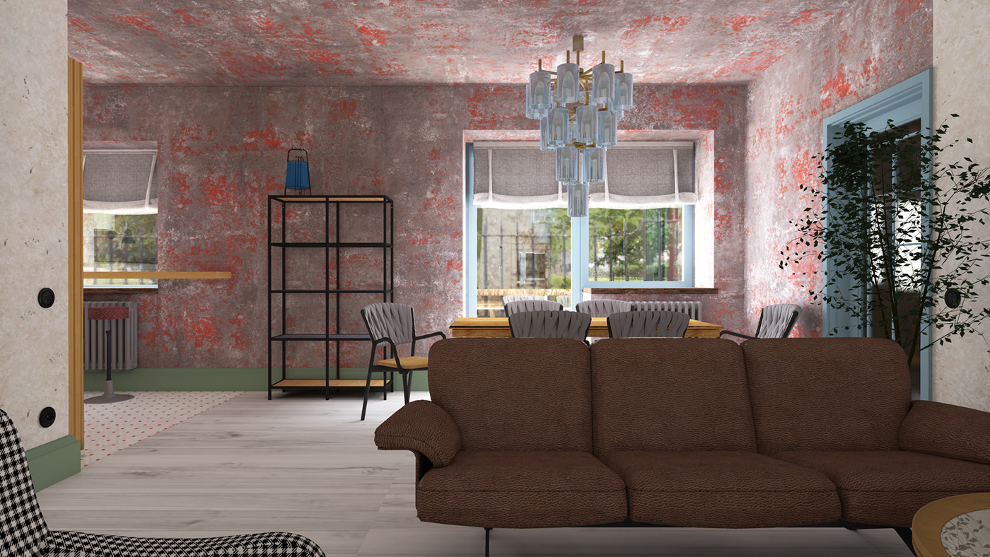3D Rendering ArchiCAD grunge Interior Decoration interior design  residental