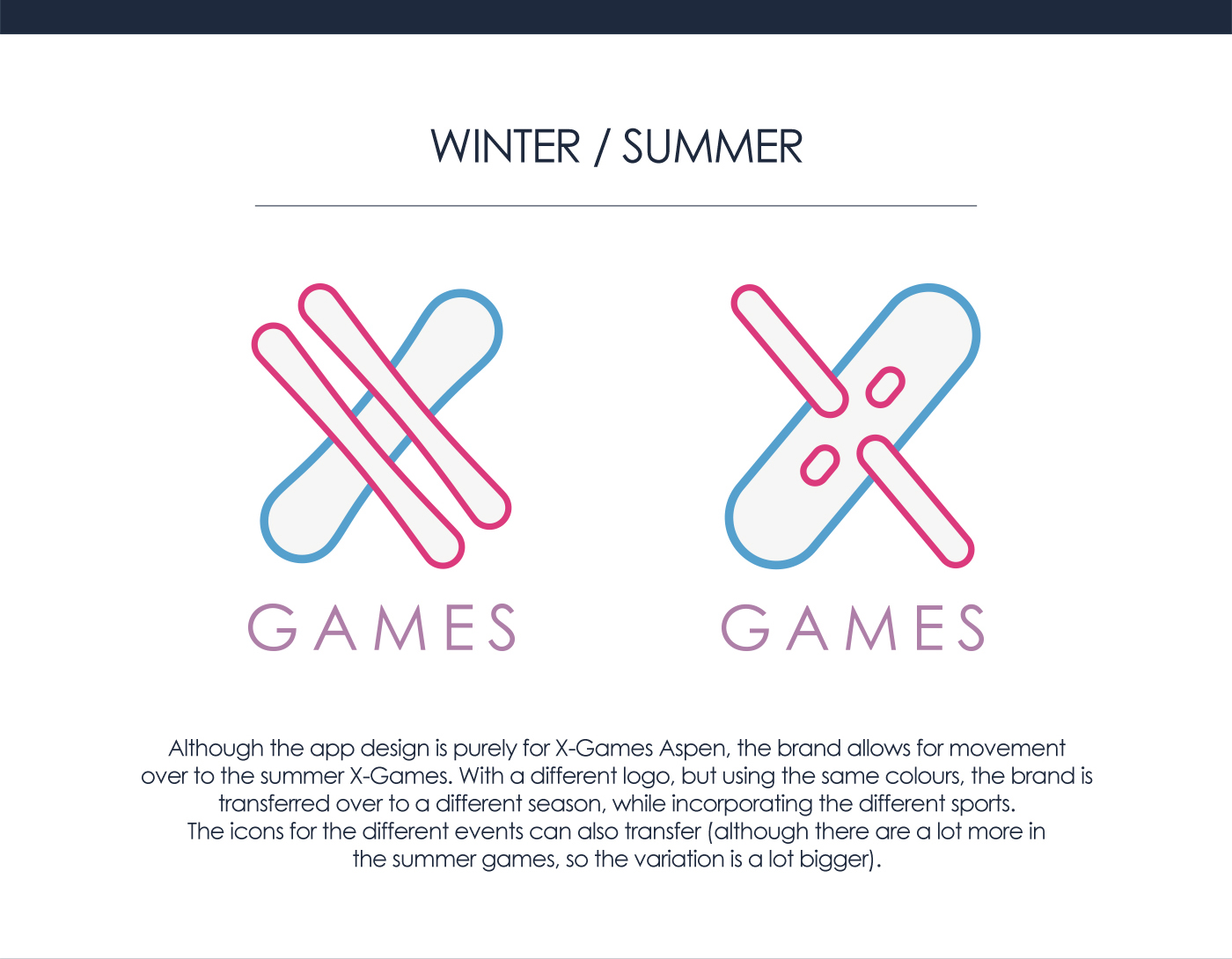 X GAMES sports Snowboarding skiing app design graphics
