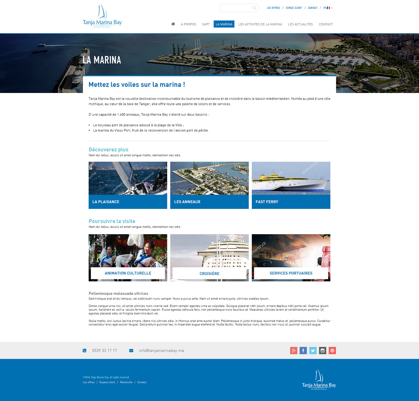 Tanja Marina Bay tangier Morocco Website