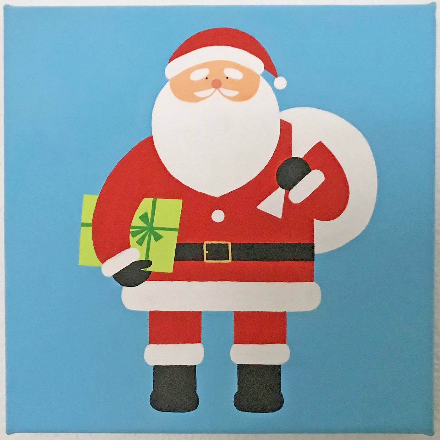 Christmas santa Santa Claus acrylic canvas painting   analog