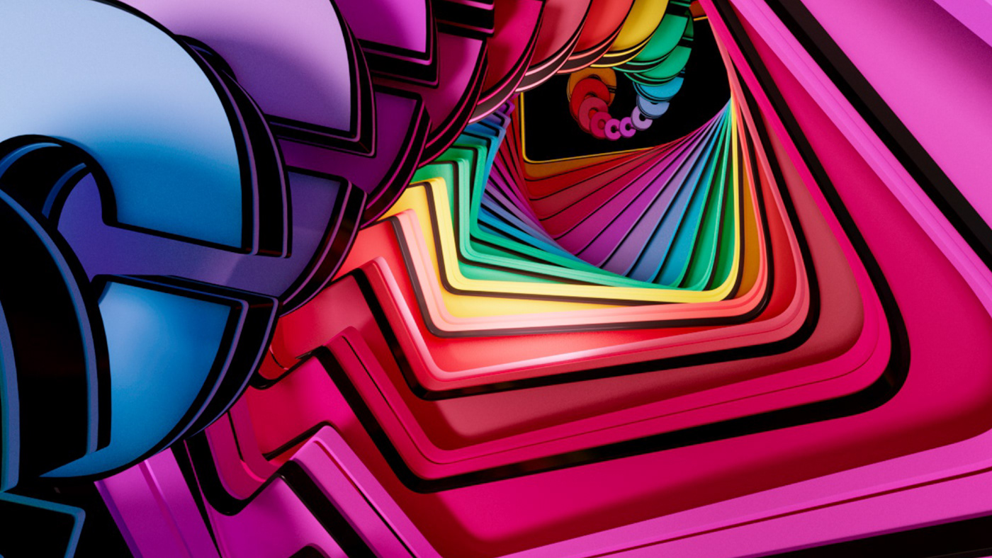 colorful latter animation  motion graphics  tunnel houdini c4d redshift