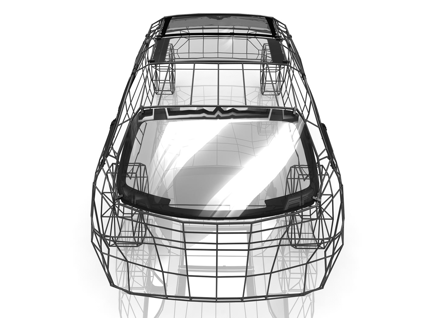 mercedes industrial design  wireframe carwindows Exhibition  daimler Tinted glass car 3d design cad