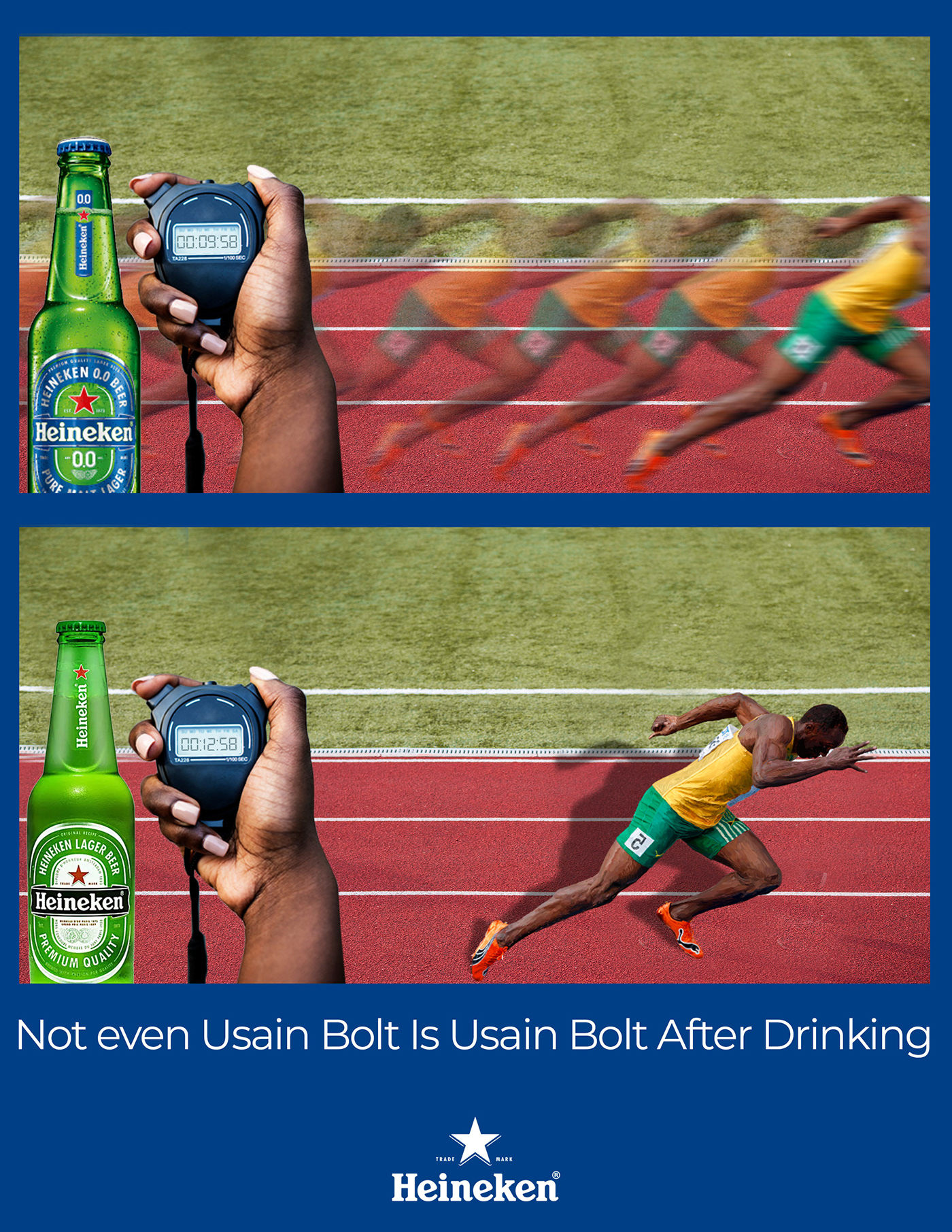 ad board alcohol art direction  heineken print ad Project student Usain Bolt