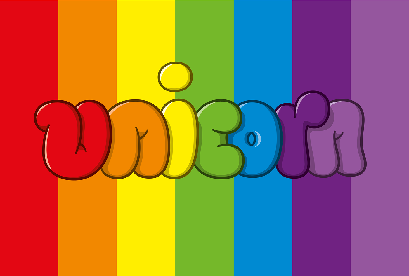 unicorn typography   LGBT pride rainbow colorful