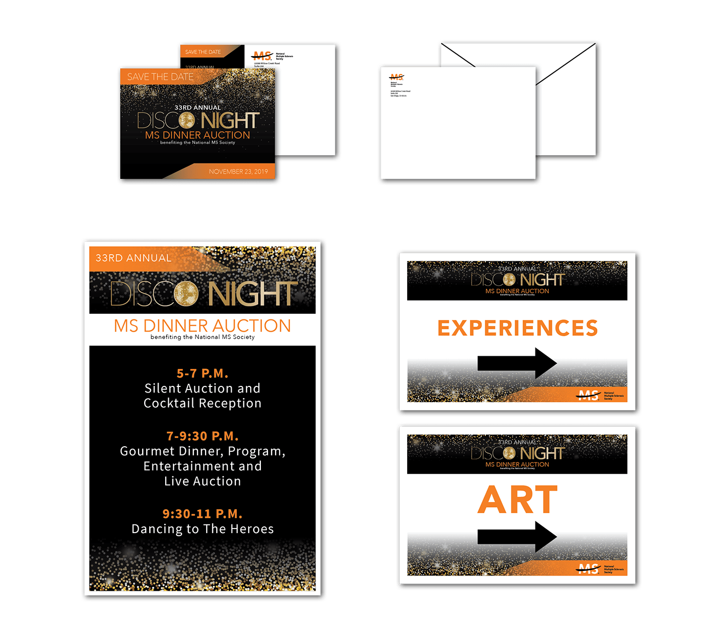 auction branding  Invitation program book save the date signs