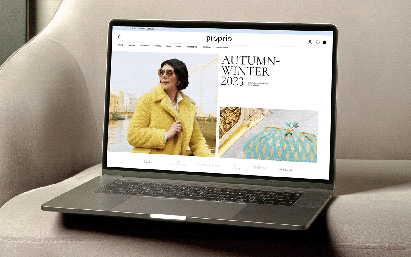 laptop on which the website of a fashion store is open