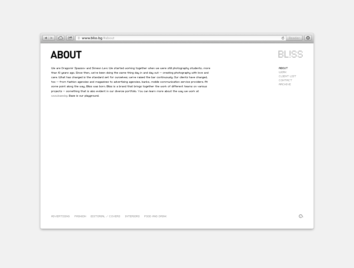 bliss chadomoto dimiter petrov Interface Website flash website minimalist Photography  ui ux Web Design 