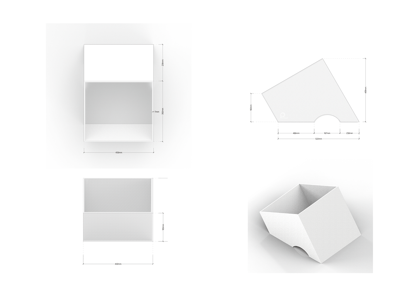 Cat cube litter box minimal Pet product design  产品设计 宠物 猫砂盆 黑白