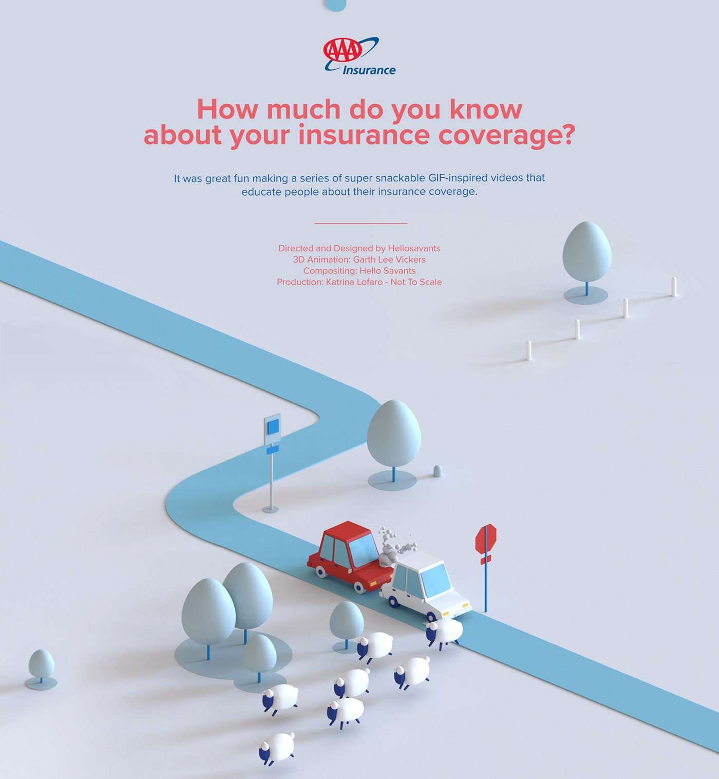 hello savants direction animation  MoGraph AAA insurance coverage Auto home art direction 