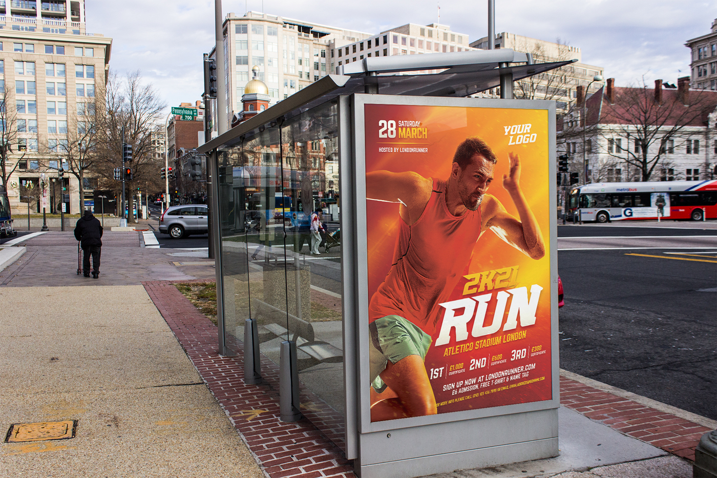 graphicriver flyer poster banner photoshop template sports run Marathon runner