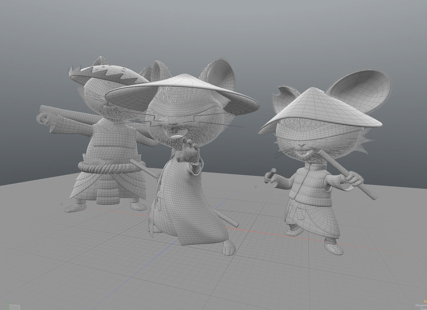 cartoon Character CGI 3D Zbrush modeling mouse ninja Shaolin monk