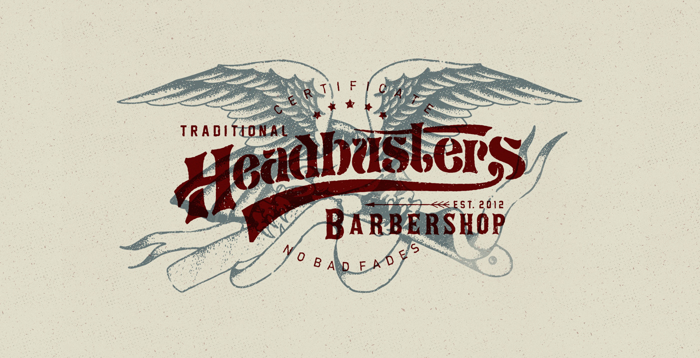 headbusters barbershop tattoo traditional art work vintage Old School Tattoo graphic design  ostem ink old line