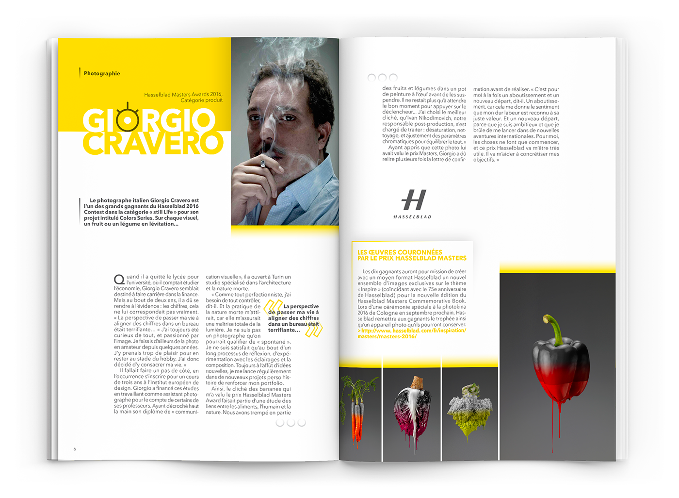 Oculus edition print magasine jaune Etude mise en page composition yellow culture