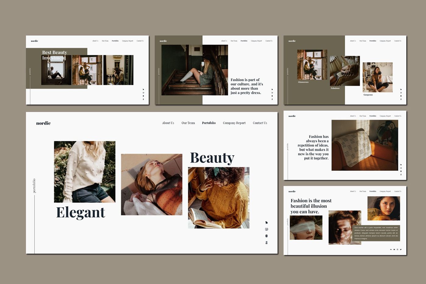 Powerpoint Keynote Google Slides Lookbook webLook Fashion  creative modern Catalogue freebies