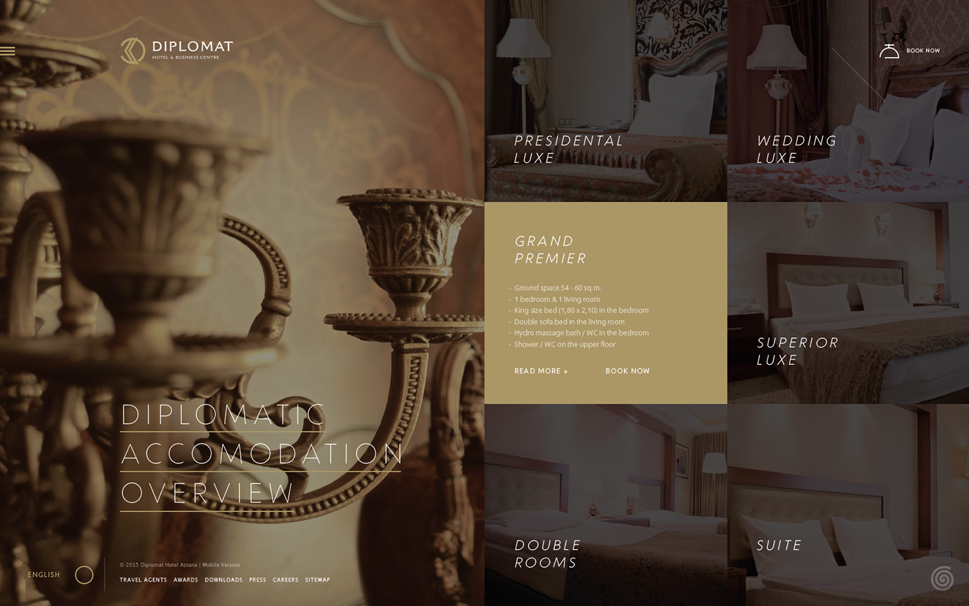 Webdesign Interface hotel astana kazakhstan diplomat Booking splitscreen touch