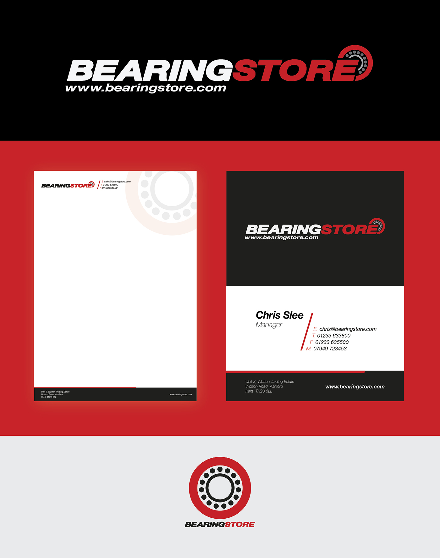 branding  bearing store letterhead business cards logo colour red compliment