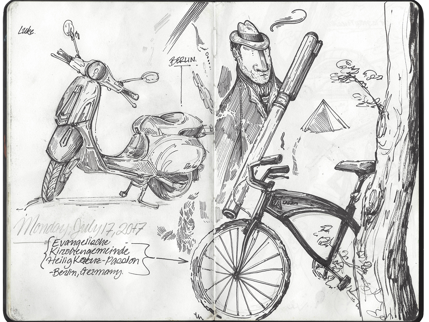sketchbook Drawing  Character linework gouache doodle