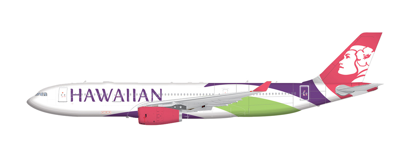 Hawaiian Tropical modern airline airplane bright