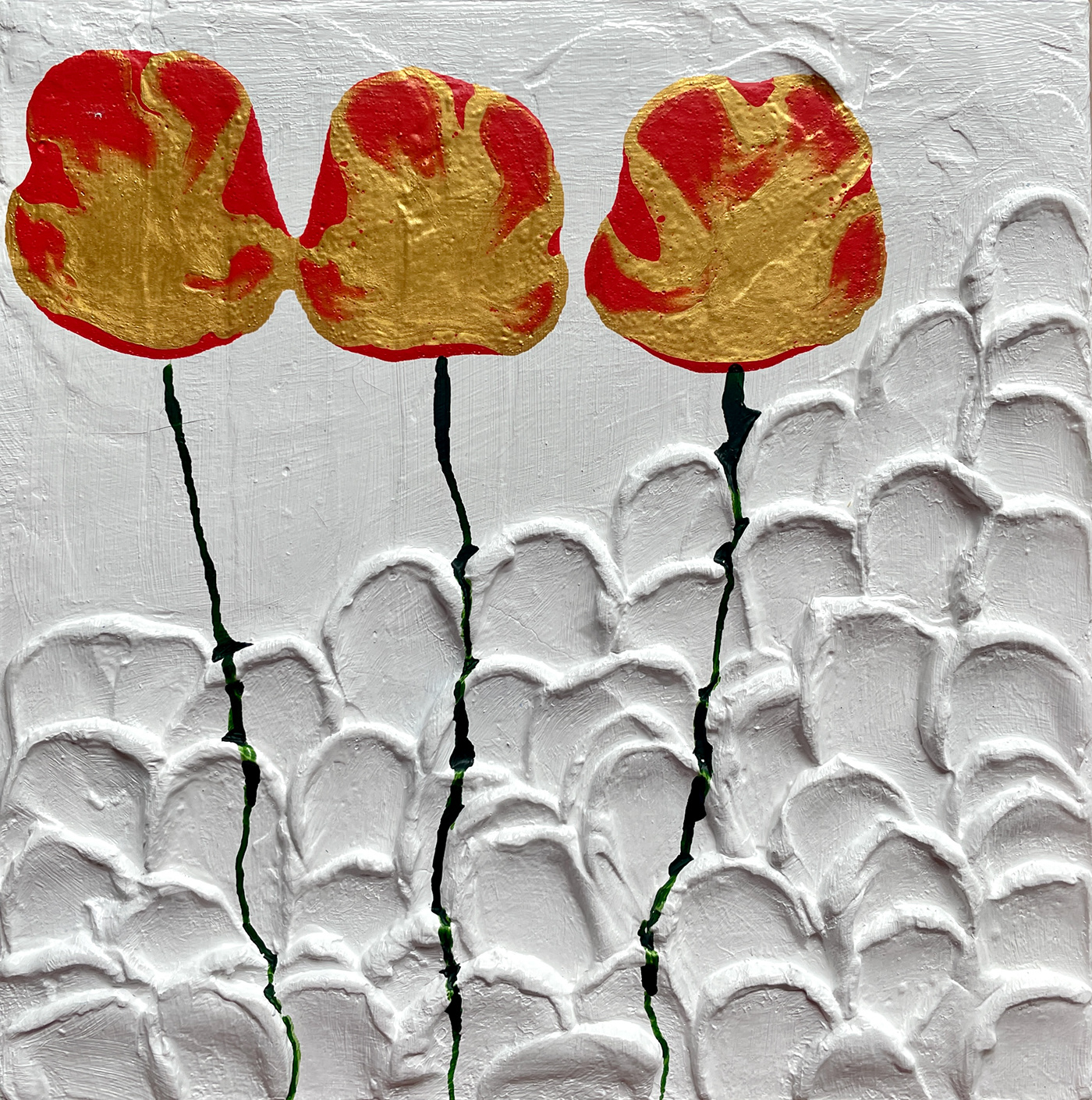 poppies Flowers absttact texturedart