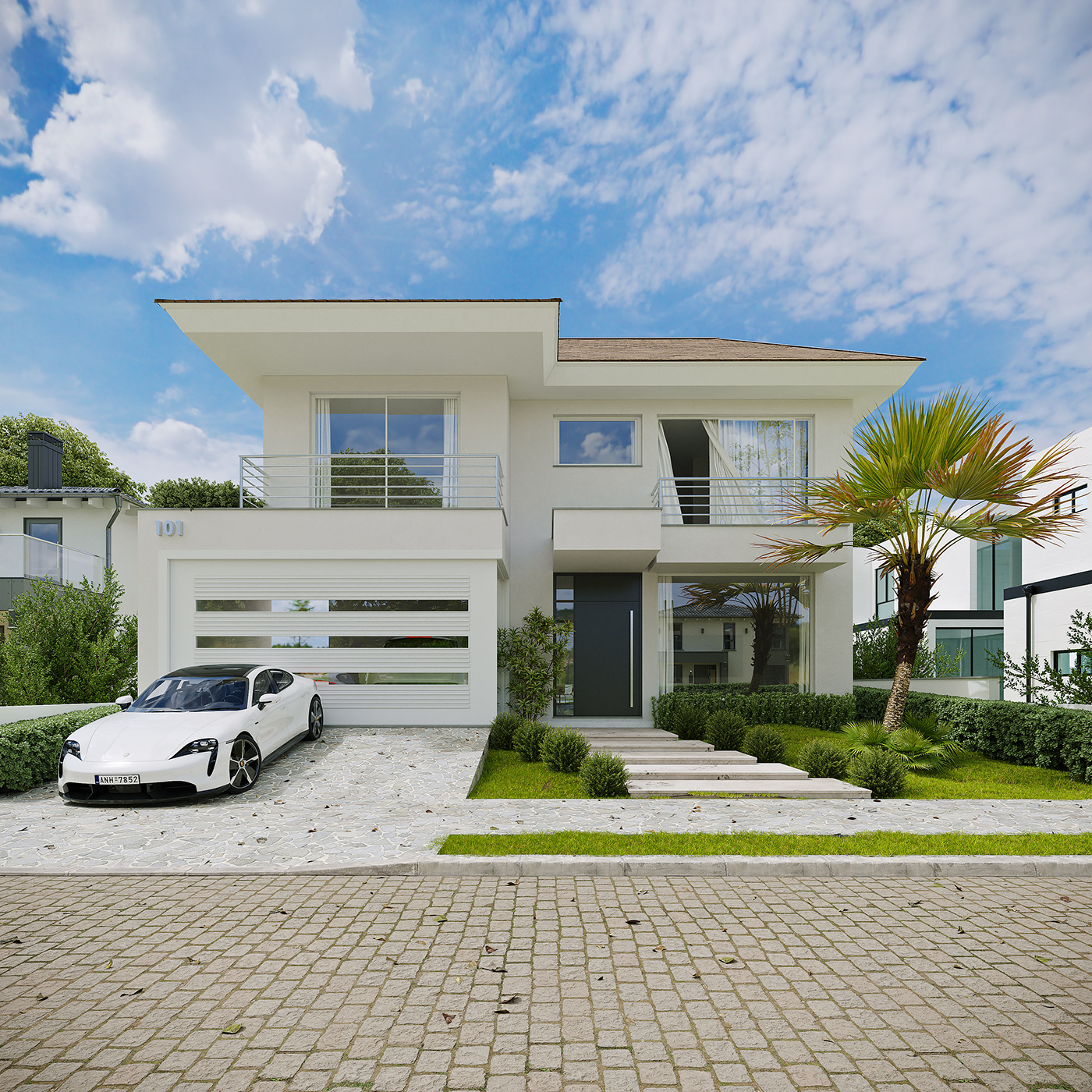 house architecture Render visualization modern 3ds max archviz exterior CGI corona