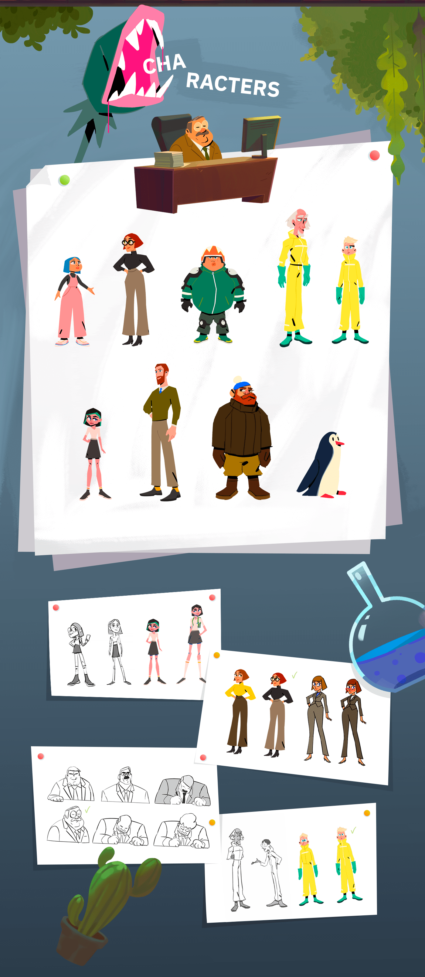2D cartoon cel characters promo univercity