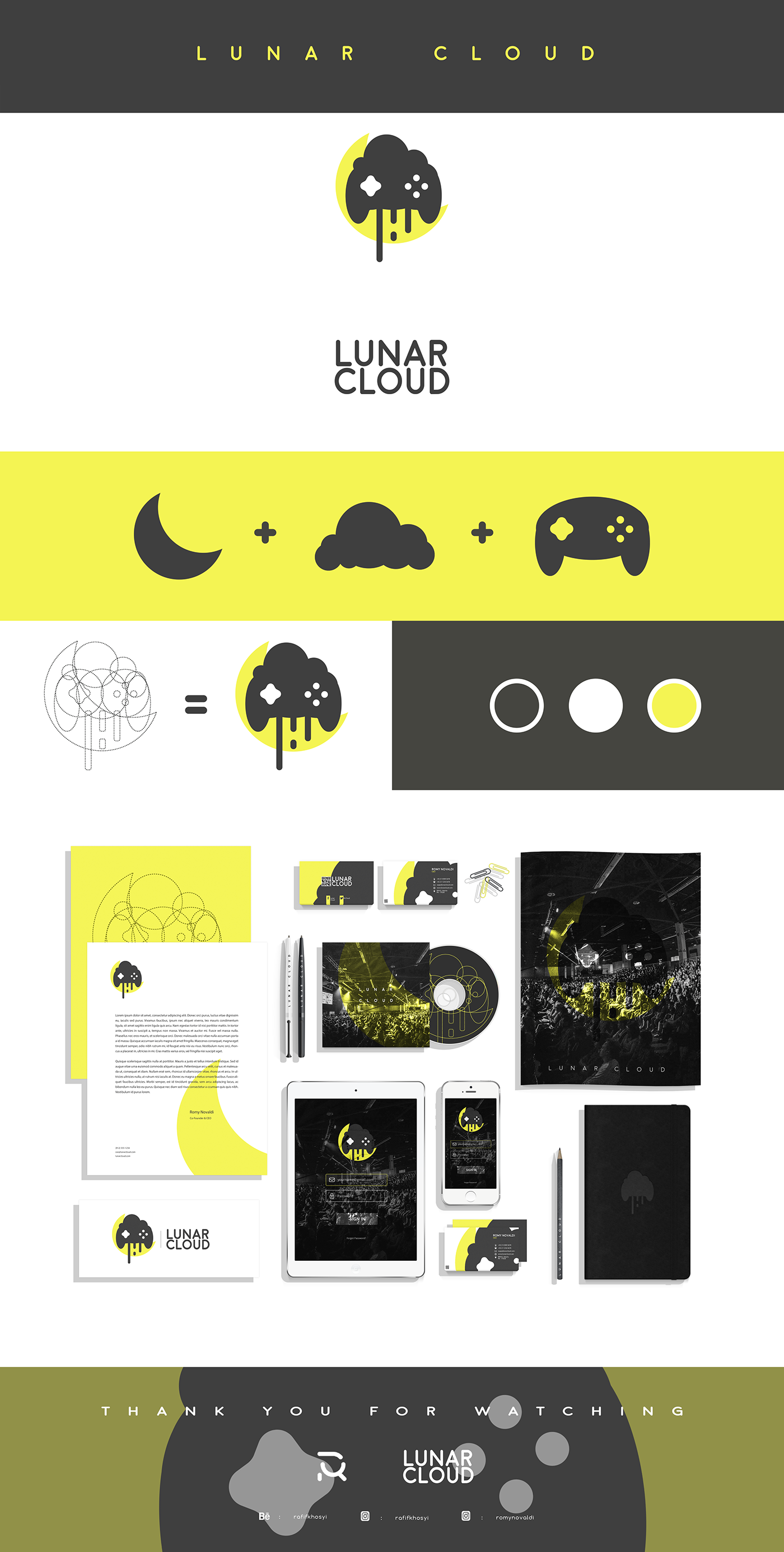 logo branding  moon lunar cloud graphic design  game studio delevoper brand
