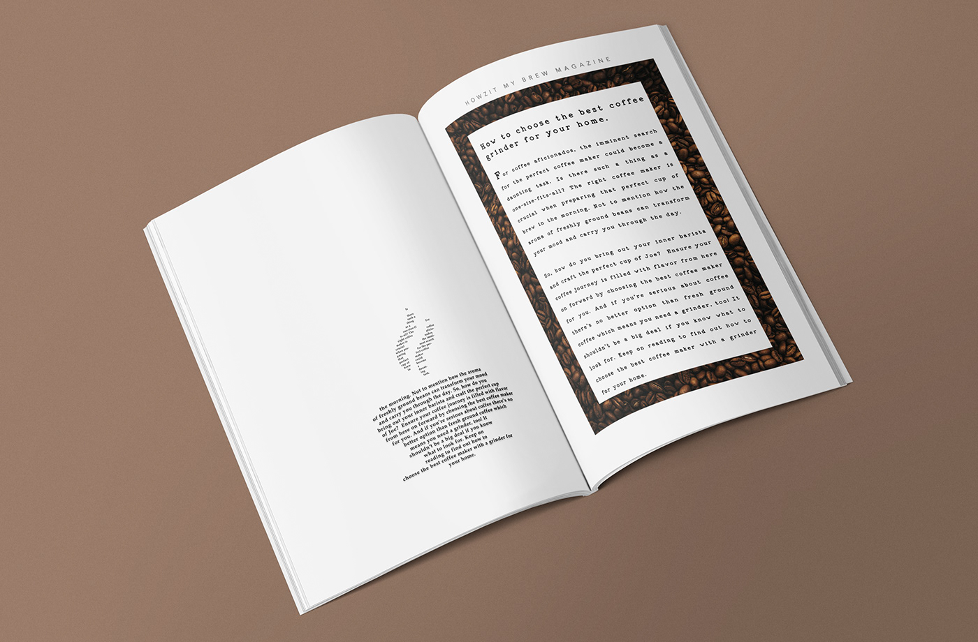 Coffee conceptualization copywriting  graphic design  Layout magazine