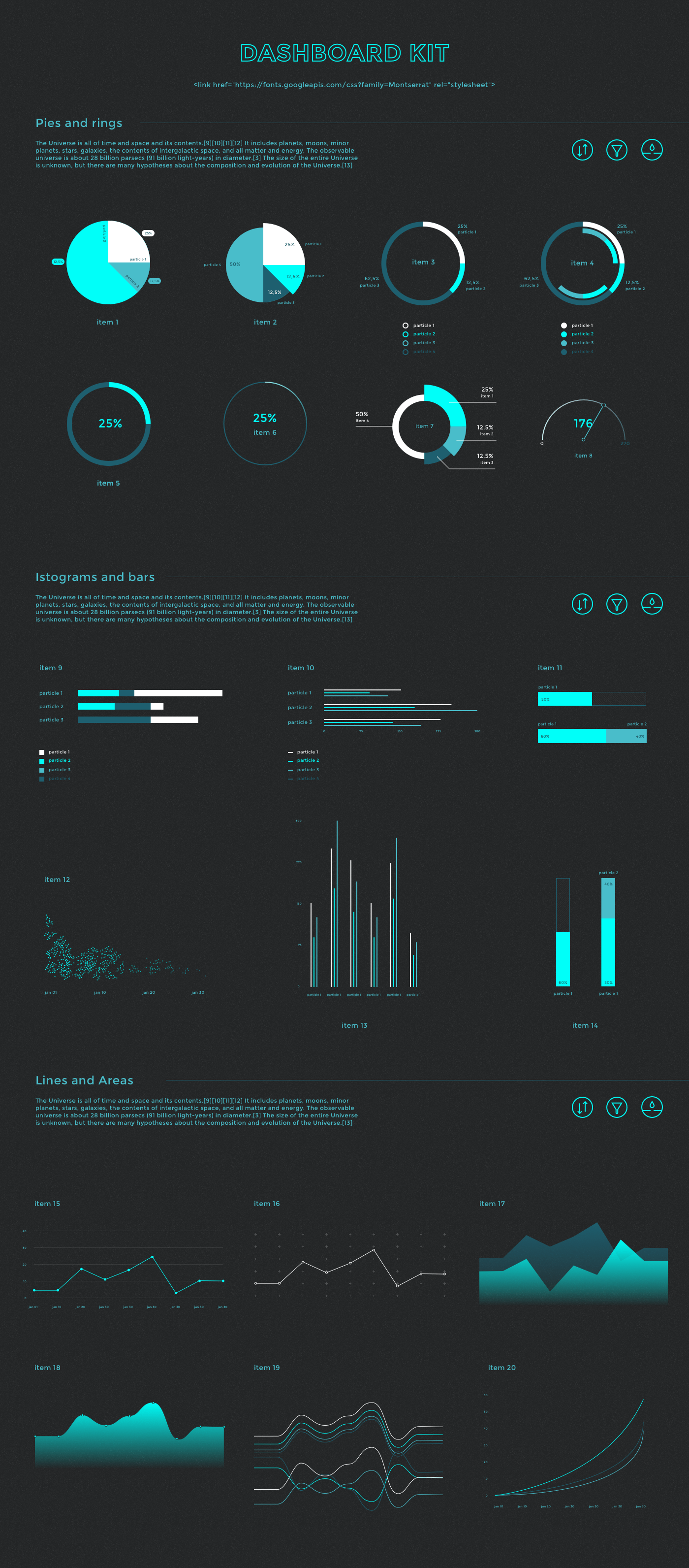 dashboard infographics sketch vector circles rings icons kit pecentage data visualization