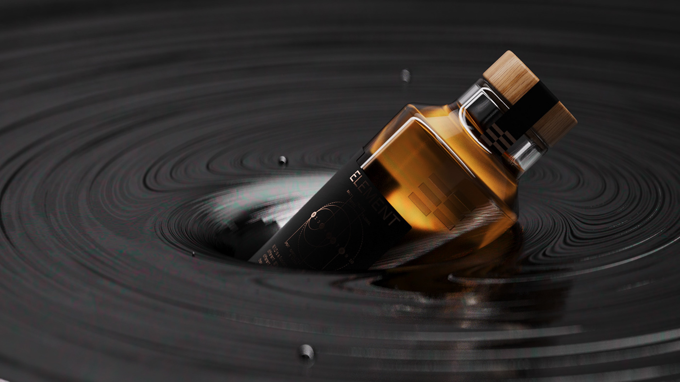 3D Whiskey bottle Image making key visual animation  motion graphics  cinema 4d octane design