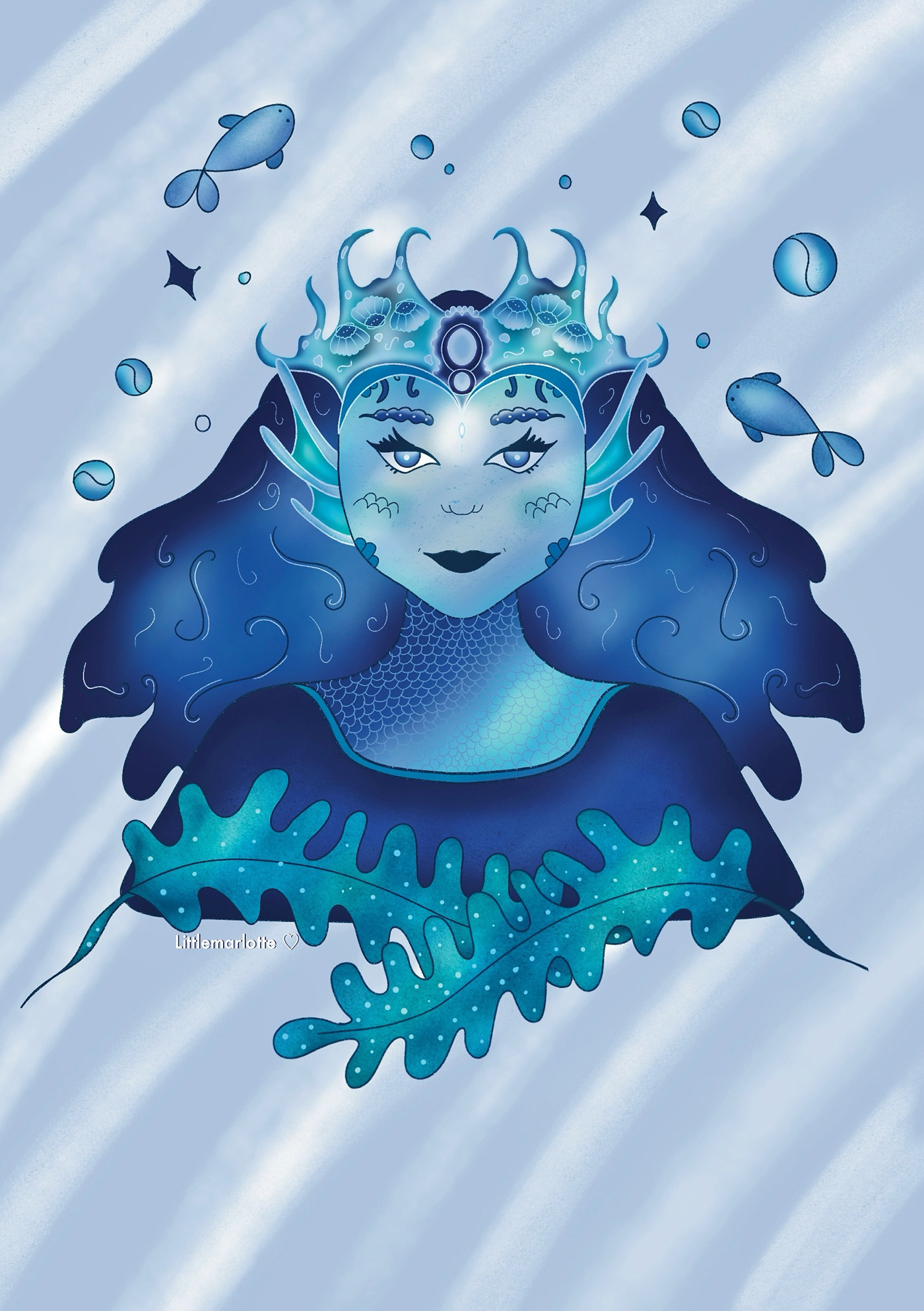 арт ILLUSTRATION  Procreate digital illustration Drawing  artwork sirene mermaid blue