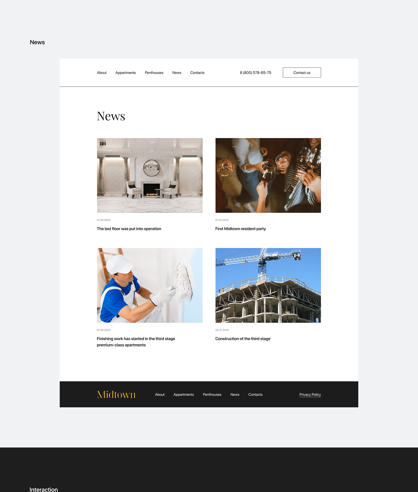 apartments clear interaction Interface minimal real estate UI ux Webdesign Website