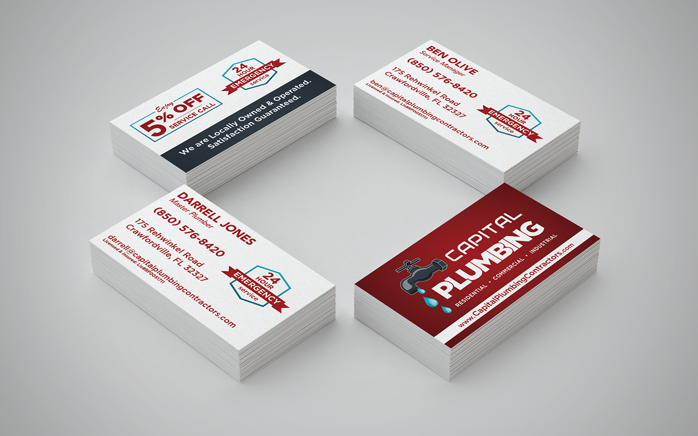 New business card for a local plumber.