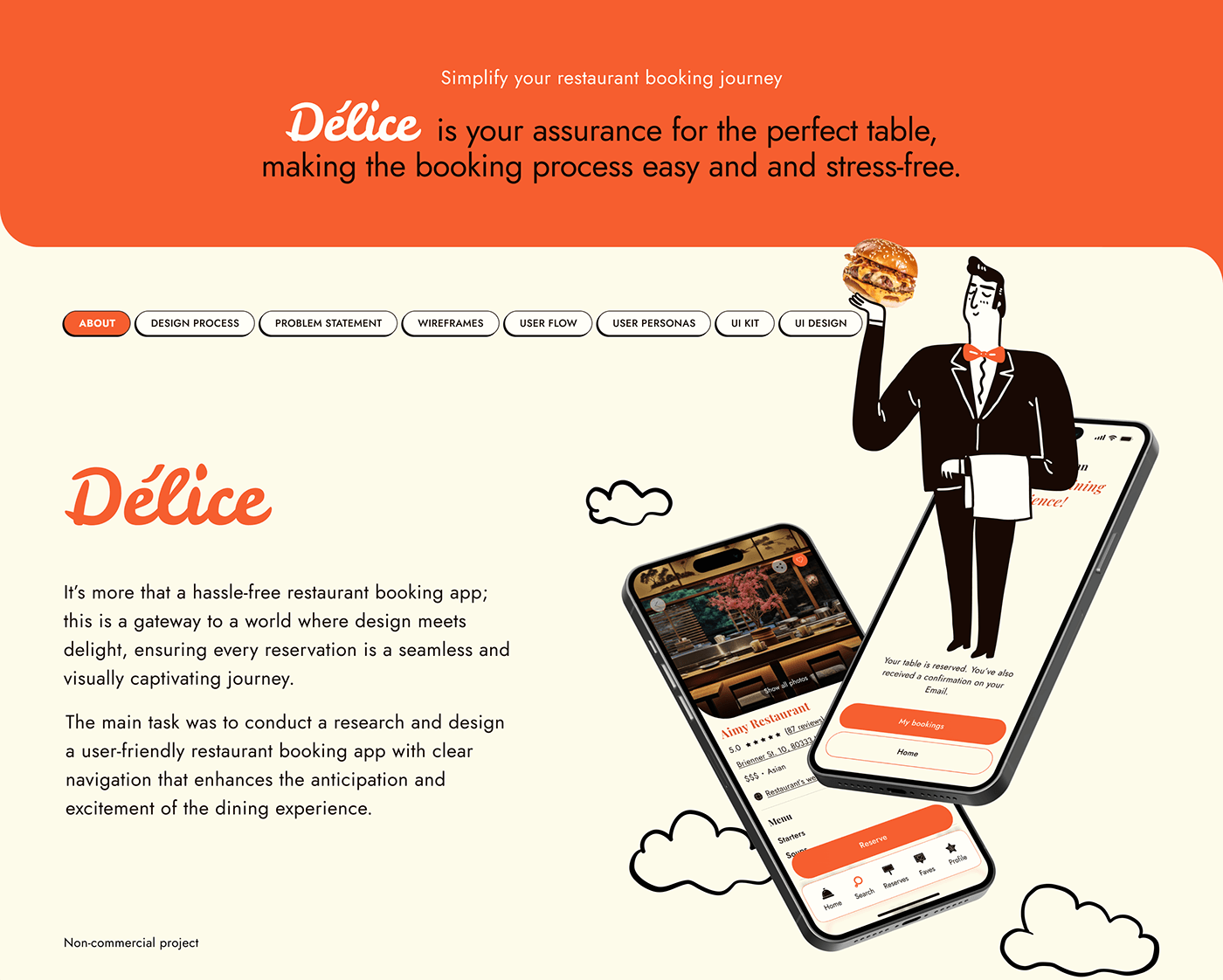 restaurant Booking UI/UX app Mobile app Case Study app design animation  table Food 