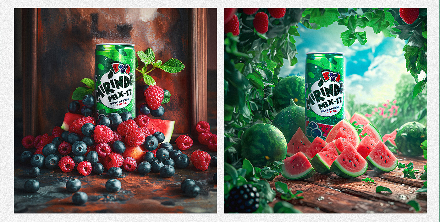 mirinda Advertising  Social media post manipulation social media food watermelon berries Social Media Design visual design social media